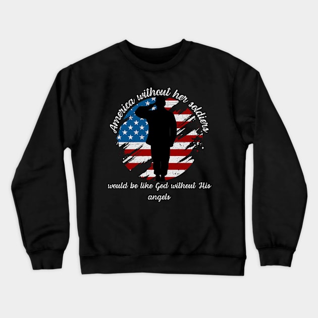 American Angels Memorial Day Fallen Heroes Flag Crewneck Sweatshirt by Lone Wolf Works